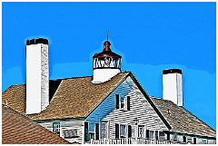 Bass River Light on Roof of the Lighthouse Inn - Digital Paintin
